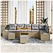 Set Divano da Giardino  9 Pezzi con Cuscini Beige Polyrattan Acacia, Divano da Giardino  2 Posti con Cuscini Beige Polyrattan, Set da Pranzo Giardino  3 Pezzi con Cuscini Beige Polyrattan Acacia - Foto miniatura 3