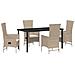 Set da pranzo giardino 5 pezzi con cuscini beige polirattan - Foto miniatura 1