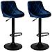 Set Di 2 Sgabelli Da Bar In Velluto Blu Robin - Foto miniatura 1
