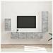 Set mobile TV 4 pcs Grigio cemento Legno multistrato - Foto miniatura 2