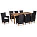 Set Da Pranzo Esterni 9 Pz In Rattan E Legno Massello D'acacia - Foto miniatura 1
