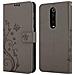 Custodia Compatibile Con Xiaomi Redmi K20 In Grigio Fiore - Coperchio Protettivo In Design Floreale Con Chiusura Magnetica, Funzione Stand E Slot Per Carte - Foto miniatura 8