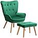 Poltrona Con Sgabello Da Salotto In Velluto Verde Sedia Con Poggiapiedi Moderno - Foto miniatura 4