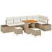 Set Divano da Giardino  9 Pezzi con Cuscini Beige Polyrattan Acacia, Divano da Giardino  2 Posti con Cuscini Beige Polyrattan, Set di Pranzo da Giardino  3 Pezzi con Cuscini Beige Polyrattan Acacia - Foto miniatura 1