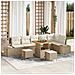 Set Divano da Giardino  9 Pezzi con Cuscini Beige Polyrattan Acacia, Divano da Giardino  2 Posti con Cuscini Beige Polyrattan, Set di Pranzo da Giardino  3 Pezzi con Cuscini Beige Polyrattan Acacia - Foto miniatura 2