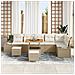 Set Divano da Giardino  9 Pezzi con Cuscini Beige Polyrattan Acacia, Divano da Giardino  2 Posti con Cuscini Beige Polyrattan, Set di Pranzo da Giardino  3 Pezzi con Cuscini Beige Polyrattan Acacia - Foto miniatura 3