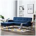 Divano A L Con Rivestimento In Tessuto 186x136x79 Cm Blu - Foto miniatura 8