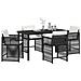 Set da Pranzo per Giardino 5 pcs Nero polyrattan - Foto miniatura 3