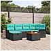 Set Divano da Giardino con cuscino 7 pcs Nero Poly Rattan - Foto miniatura 2