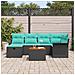 Set Divano da Giardino con cuscino 7 pcs Nero Poly Rattan - Foto miniatura 3