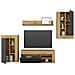 Parete Attrezzata Atex, Set Da Soggiorno Moderno, Mobile Salotto Multiuso, 260x41h102 Cm, Rovere Nodi E Antracite - Foto miniatura 2