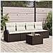 Set di Divani da Giardino di 5 pezzi con cuscini Marrone Polyrattan - Foto miniatura 2
