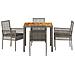 Set da Pranzo Giardino 5 Pezzi con Cuscini Grigio Polyrattan - Foto miniatura 7