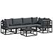 Set Divano da Giardino con cuscino 6 pcs Nero Alluminio - Foto miniatura 1