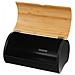 2738 Modern Black Metal and Bamboo Bread Box - Foto miniatura 3