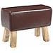 panca 60 x 30 x 45 cm Pelle Vera Marrone Scuro - Foto miniatura 1