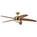 Ventilatore da soffitto Melton ottone, finitura a pale in acero miele con telecomando, 132 cm - Foto miniatura 1