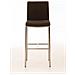 Sgabello Alto Bar Freeport in Tessuto I Sgabello Design Bancone Imbottito Telaio 4 Gambe in Acciaio Inox con Poggiapiedi Alt. 76 CM Marrone - Foto miniatura 2