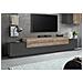 Mobile Porta Tv Nico, Credenza Bassa Da Soggiorno, Base Porta Tv, 100% Made In Italy, Cm 240x45h52, Antracite E Acero - Foto miniatura 1