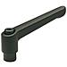 Leva Di Bloccaggio Regolabile Con Filettatura Femmina - gn 300, Jack In Acciaio Brunito, Manico Di Zinco Pressofuso Nero, Rivestito In Plastica, Nero, Gn 300-45-m6-sw - Foto miniatura 1