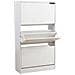 Scarpiera 3 Ante Ripiani Doppia Profondita Legno Mdf 63x24x115 Bianco Frassinato - Foto miniatura 1