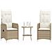 Sedie da Giardino Reclinabili 2pz con Tavolino Polyrattan Beige - Foto miniatura 8