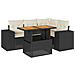 Set Divani da Giardino 5 pz con Cuscini in Polyrattan Nero - Foto miniatura 1