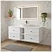 Mobile sottolavabo, Bianco e marrone, 140 cm, Cassetti con chiusura ammortizzata, Ripiano con superficie di appoggio - Foto miniatura 3