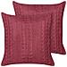 Set Di 2 Cuscini Cadetia Cotone 45 X 45 Cm Bordeaux Tinta Unita - Foto miniatura 5