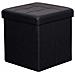 Pouf Contenitore Cubo Baule Quadrato 38x38 Cm Rivestito In Ecopelle - Black - Foto miniatura 1