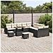 Set divano giardino 13 pezzi con cuscini in rattan nero e acacia, Divano giardino 2 posti con cuscini in rattan nero, Set pranzo giardino 3 pezzi con cuscini in rattan nero e acacia - Foto miniatura 3