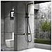 Imex Colonna Doccia Miscelatore Monocomando Nero Opaco-oro Lucido In Ottone E Acciaio Inox S304 Con Asta Estensibile Soffione Extra Piatto 20x20 Cm Anticalcare Supporto Regolabile Cartuccia Cerami - Foto miniatura 1