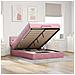 Struttura Letto Pouf con Materasso Rosa 140x190 cm in Velluto - Foto miniatura 2