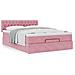 Struttura Letto Pouf con Materasso Rosa 140x190 cm in Velluto - Foto miniatura 4