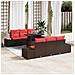 Set di divani con cuscino 7 pcs Marrone e Rosso polyrattan - Foto miniatura 2