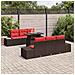 Set di divani con cuscino 7 pcs Marrone e Rosso polyrattan - Foto miniatura 3