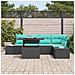 Set Divano da Giardino 6 pz Nero polyrattan - Foto miniatura 6