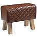 panca 60 x 30 x 45 cm Pelle Vera Marrone diamante - Foto miniatura 1