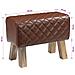 panca 60 x 30 x 45 cm Pelle Vera Marrone diamante - Foto miniatura 7
