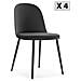 Set Di 4 Sedie Kana Nere, Gambe In Metallo E Sedile Imbottito - Foto miniatura 1