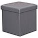 Pouf Contenitore Cubo Baule Quadrato 38x38 Cm Rivestito In Ecopelle - Gray - Foto miniatura 1