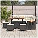 Set Divano da Giardino a 9 Pezzi con Cuscini Nero Rattan Poly Acacia, Set da Pranzo da Giardino a 4 Pezzi con Cuscini Nero Rattan Poly Acacia - Foto miniatura 3