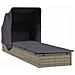 Lettino con Tetto Pieghevole Grigio 213x63x97 cm Polyrattan - Foto miniatura 4