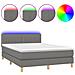 Letto a Molle Materasso e LED Grigio Scuro 140x190cm in Tessuto - Foto miniatura 1