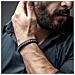 Bracciale in Pelle per Uomo ""Joy"" 23cm Argento - Foto miniatura 3