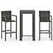 Set Bar Da Giardino 3 Pz Con Braccioli In Polyrattan Grigio - Foto miniatura 1