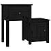 Comodino Nero 79,5x38x65,5 Cm In Legno Massello Di Pino - Foto miniatura 1