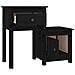Comodino Nero 79,5x38x65,5 Cm In Legno Massello Di Pino - Foto miniatura 2