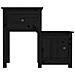 Comodino Nero 79,5x38x65,5 Cm In Legno Massello Di Pino - Foto miniatura 3