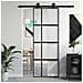 Porta Scorrevole Nera 76x205 Cm In Vetro Temperato E Alluminio - Foto miniatura 1